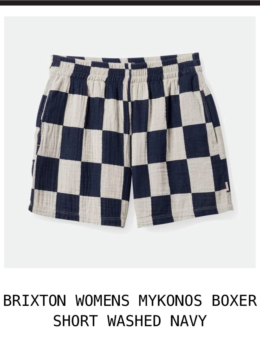Brixton Women’s Mykonos Boxer Shorts - Navy & Cream Check